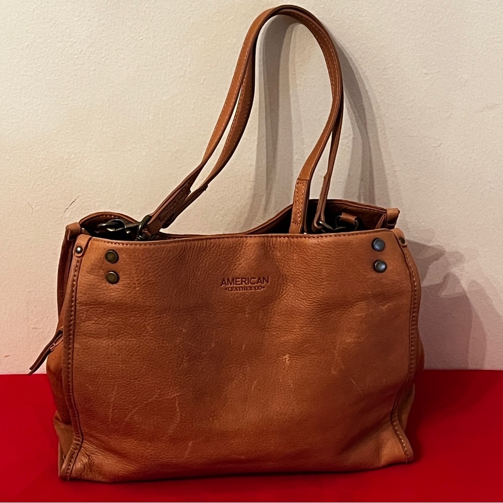 American Leather Co. Lenox Triple Entry Satchel Handbag